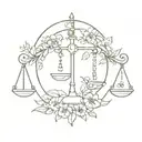 libra scale with flowers tattoo design idea