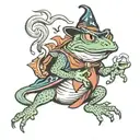 angry wizard frog casting spells tattoo design idea