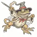 angry wizard frog casting spells tattoo design idea