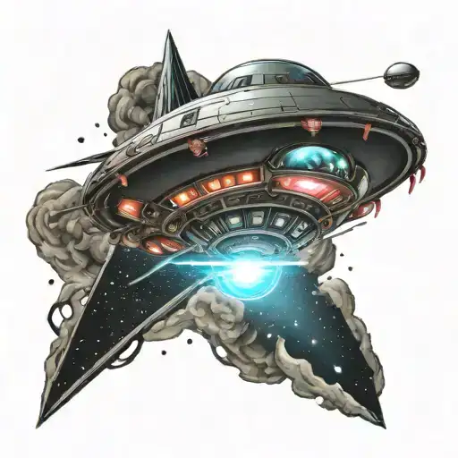 space ufo beaming tattoo design idea
