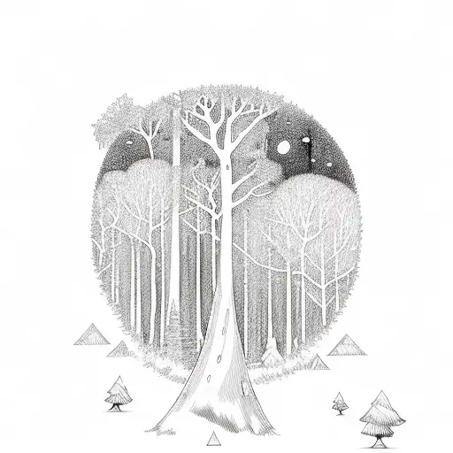 A moonlit forest with a hidden diamond, representing the entrepreneur's ability to find hidden opportunities and turn them into treasures tattoo design idea