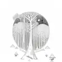 A moonlit forest with a hidden diamond, representing the entrepreneur's ability to find hidden opportunities and turn them into treasures tattoo design idea