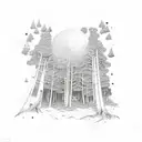 A moonlit forest with a hidden diamond, representing the entrepreneur's ability to find hidden opportunities and turn them into treasures tattoo design idea