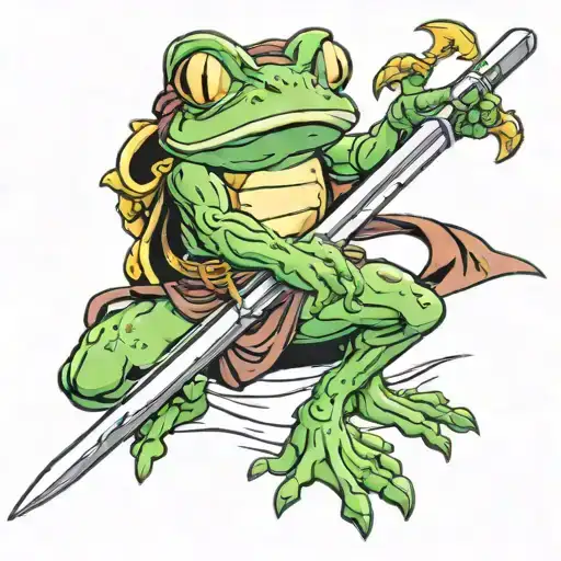 Chrono trigger Frog holding Sword tattoo design idea