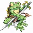 Chrono trigger Frog holding Sword tattoo design idea