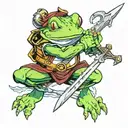 Chrono trigger Frog holding Sword tattoo design idea
