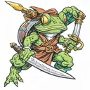 Chrono trigger Frog holding Sword tattoo design idea