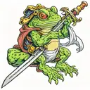 Chrono trigger Frog holding Sword tattoo design idea