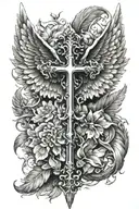 cross with wings tattoo design idea
