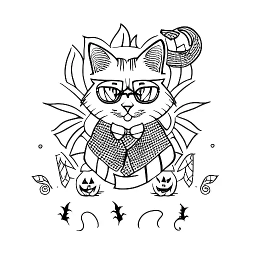 Halloween, cats tattoo design idea