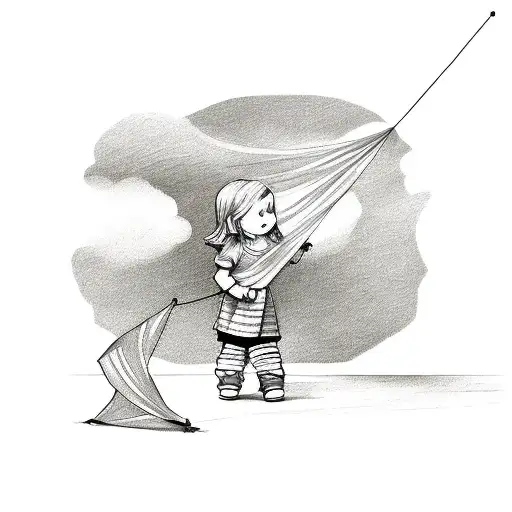 little girl with a kite tattoo design idea