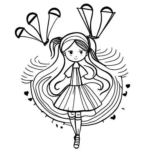 little girl with a kite tattoo design idea