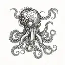 Futuristic cybernetic octopus merging with robotic tentacles tattoo design idea