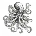 Futuristic cybernetic octopus merging with robotic tentacles tattoo design idea