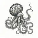 Futuristic cybernetic octopus merging with robotic tentacles tattoo design idea