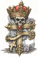 three nail cross with crown tattoo design idea