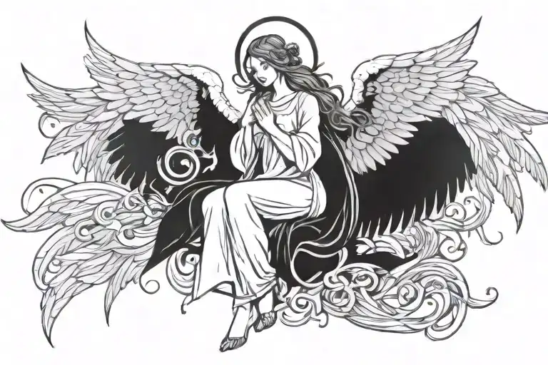 the eighth winged angel seraphim tattoo design idea