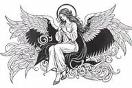 the eighth winged angel seraphim tattoo design idea