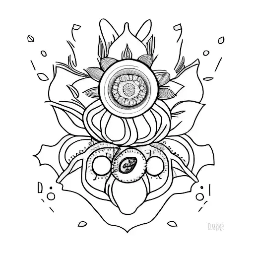 Tatuagem minimalista de girassol despedaçando com dois ramos entrelaçando o caule dele, e a frase: “bem me quero” tattoo design idea