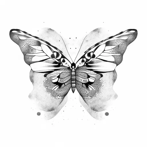 butterfly tribal water color tattoo design idea
