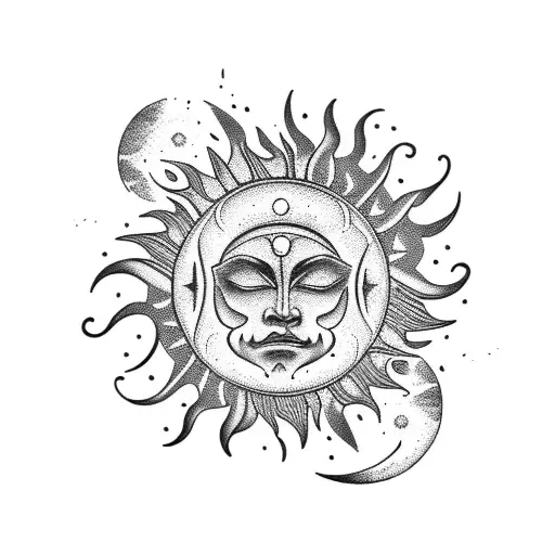 Sun and Moon tattoo design idea
