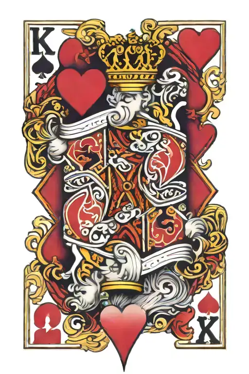 King of hearts playing card tattoo design idea