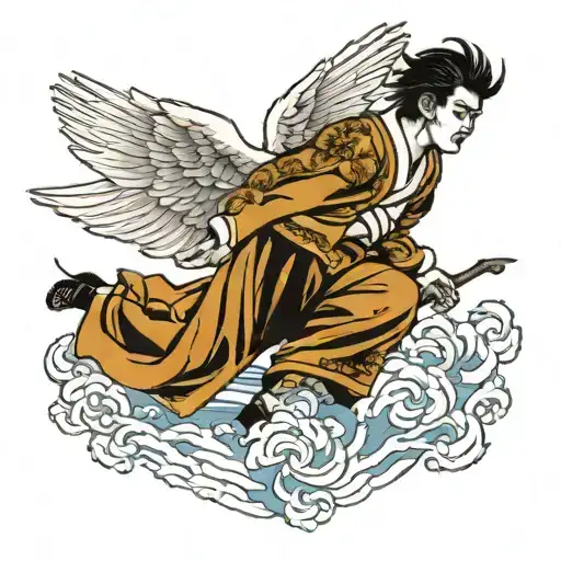 Icarus falling angel tattoo design idea