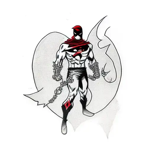 spawn comic hero with red and black colors tattoo design idea