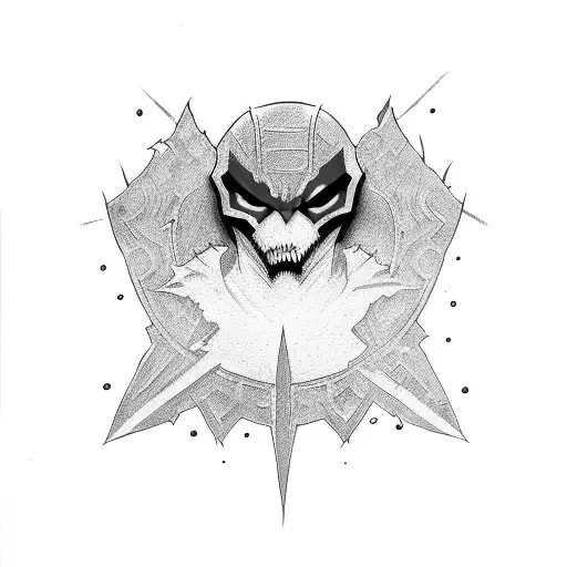 spawn comic hero with red and black colors tattoo design idea
