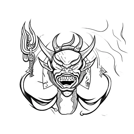 Rubber hose style devil tattoo design idea