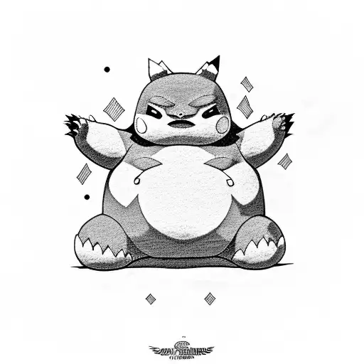 Snorlax and Gorillaz fusion tattoo design idea