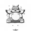 Snorlax and Gorillaz fusion tattoo design idea