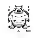 Snorlax and Gorillaz fusion tattoo design idea