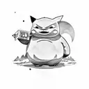 Snorlax and Gorillaz fusion tattoo design idea