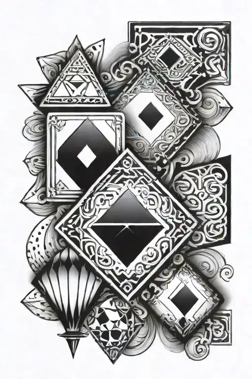 4 and 5 of diamonds overlaping tattoo design idea