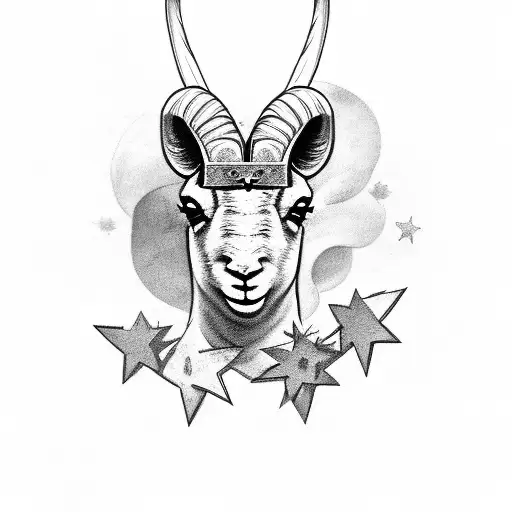 Lamb and Stars tattoo design idea