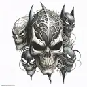 skull and batman and Spiderman and venom tattoo design idea