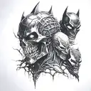 skull and batman and Spiderman and venom tattoo design idea