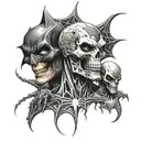 skull and batman and Spiderman and venom tattoo design idea
