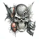 skull and batman and Spiderman and venom tattoo design idea
