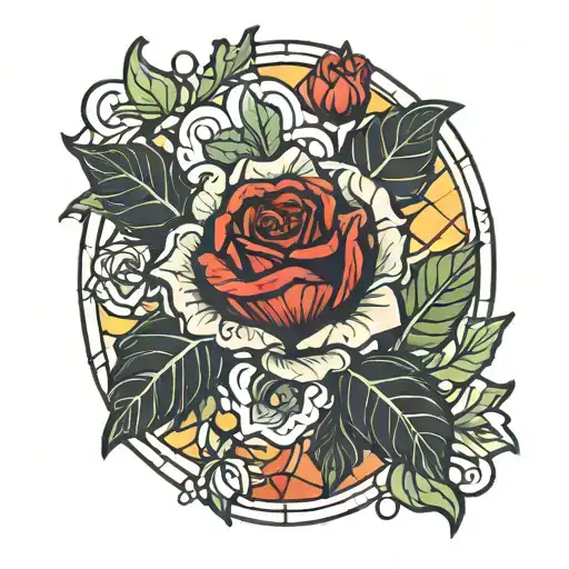 hadestown flower in stained glass style  tattoo design idea