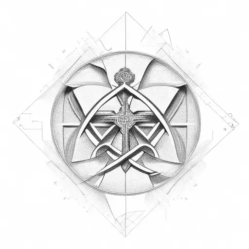 A minimalistic design featuring a cross integrated with a mathematical equation or formula tattoo design idea