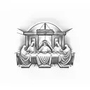 A blackwork design showcasing the Last Supper scene with Jesus and his disciples tattoo design idea