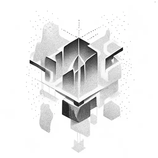 waterfall in rectangle tattoo design idea