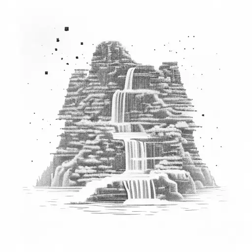 Waterfall in a rectangle tattoo design idea