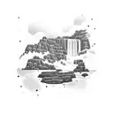 waterfall in rectangle tattoo design idea