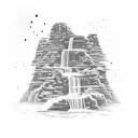Waterfall in a rectangle tattoo design idea