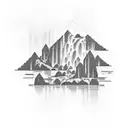 Waterfall in a rectangle tattoo design idea