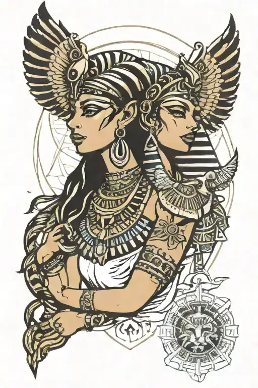 egyptian goddesses tattoo design idea