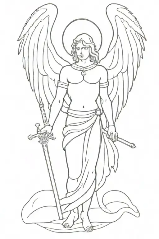 michael archangel with sword tattoo design idea